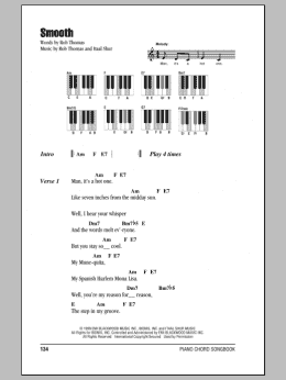 page one of Smooth (feat. Rob Thomas) (Piano Chords/Lyrics)