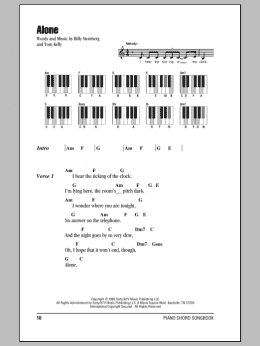 page one of Alone (Piano Chords/Lyrics)