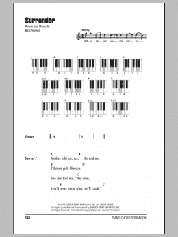 page one of Surrender (Piano Chords/Lyrics)