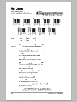 page one of Mr. Jones (Piano Chords/Lyrics)
