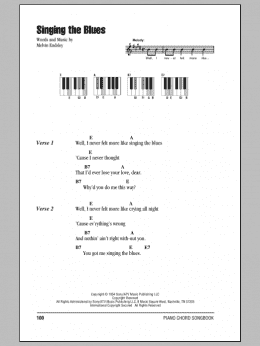 page one of Singing The Blues (Piano Chords/Lyrics)