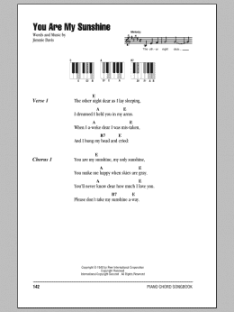 page one of You Are My Sunshine (Piano Chords/Lyrics)