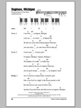 page one of Saginaw, Michigan (Piano Chords/Lyrics)