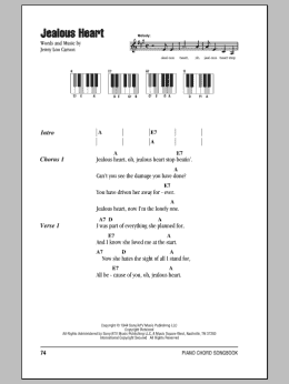 page one of Jealous Heart (Piano Chords/Lyrics)
