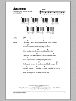 page one of Auctioneer (Piano Chords/Lyrics)
