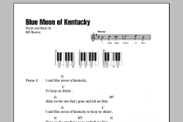 page one of Blue Moon Of Kentucky (Piano Chords/Lyrics)