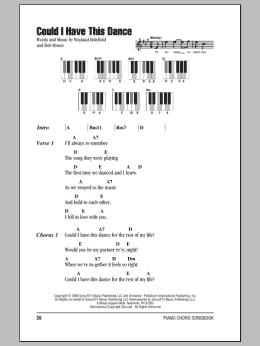page one of Could I Have This Dance (Piano Chords/Lyrics)