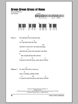 page one of Green Green Grass Of Home (Piano Chords/Lyrics)