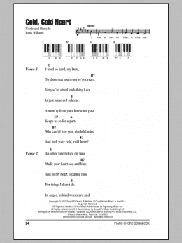 page one of Cold, Cold Heart (Piano Chords/Lyrics)