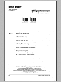 page one of Honky Tonkin' (Piano Chords/Lyrics)