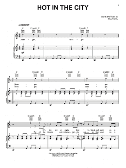 page one of Hot In The City (Piano, Vocal & Guitar Chords (Right-Hand Melody))