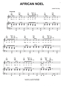 page one of African Noel (Piano, Vocal & Guitar Chords (Right-Hand Melody))