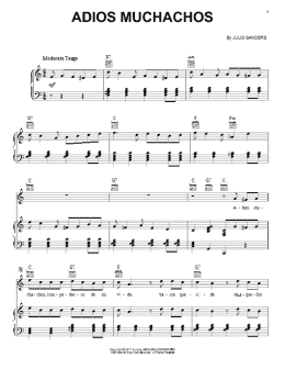 page one of Adios Muchachos (Farewell Boys) (Piano, Vocal & Guitar Chords (Right-Hand Melody))