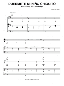 page one of Duermete Nino Chiquito (Go To Sleep My Little Baby) (Piano, Vocal & Guitar Chords (Right-Hand Melody))