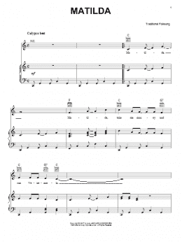 page one of Matilda (Piano, Vocal & Guitar Chords (Right-Hand Melody))