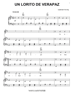 page one of Un Lorito De Verapaz (Piano, Vocal & Guitar Chords (Right-Hand Melody))