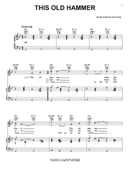 page one of This Old Hammer (Piano, Vocal & Guitar Chords (Right-Hand Melody))