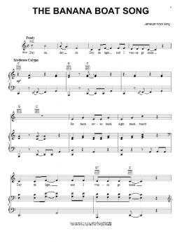 page one of The Banana Boat Song (Day-O) (Piano, Vocal & Guitar Chords (Right-Hand Melody))