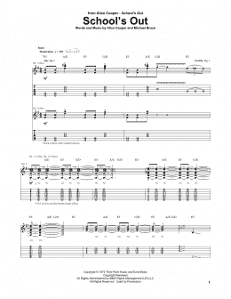 page one of School's Out (Guitar Tab)