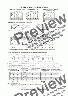 page one of Checklist for SATB part-writing handout