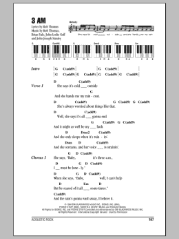 page one of 3 AM (Piano Chords/Lyrics)