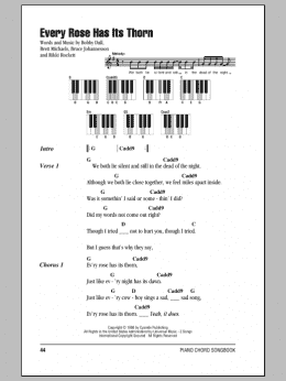 page one of Every Rose Has Its Thorn (Piano Chords/Lyrics)