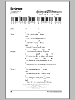 page one of Daydream (Piano Chords/Lyrics)