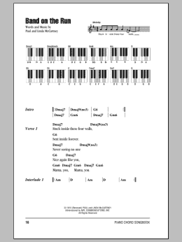 page one of Band On The Run (Piano Chords/Lyrics)