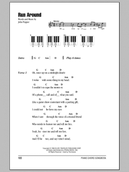 page one of Run Around (Piano Chords/Lyrics)