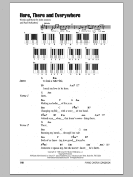 page one of Here, There And Everywhere (Piano Chords/Lyrics)