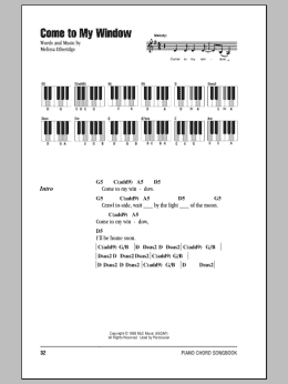 page one of Come To My Window (Piano Chords/Lyrics)