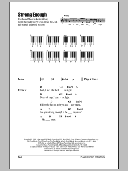 page one of Strong Enough (Piano Chords/Lyrics)