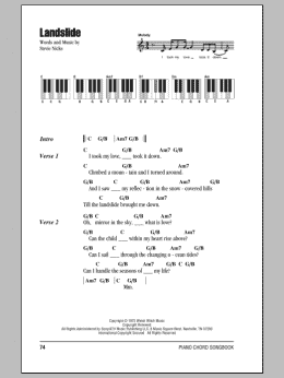 page one of Landslide (Piano Chords/Lyrics)