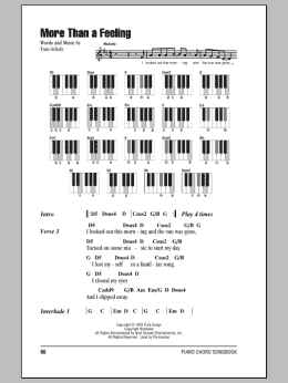 page one of More Than A Feeling (Piano Chords/Lyrics)