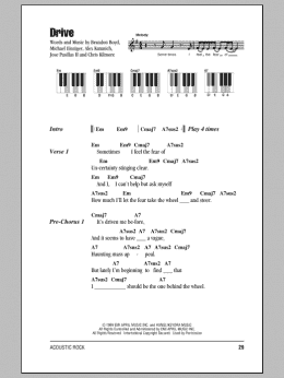 page one of Drive (Piano Chords/Lyrics)