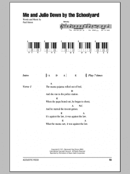page one of Me And Julio Down By The Schoolyard (Piano Chords/Lyrics)