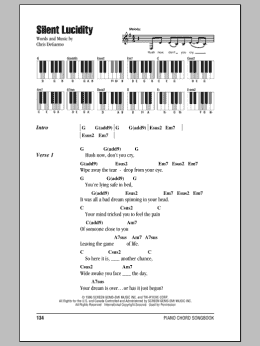 page one of Silent Lucidity (Piano Chords/Lyrics)