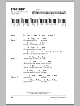 page one of Free Fallin' (Piano Chords/Lyrics)