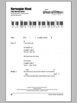 page one of Norwegian Wood (This Bird Has Flown) (Piano Chords/Lyrics)