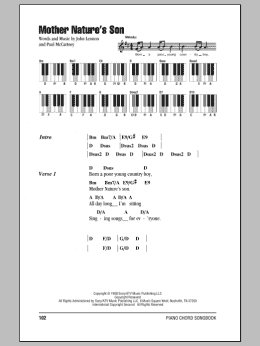 page one of Mother Nature's Son (Piano Chords/Lyrics)