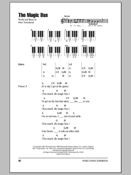 page one of The Magic Bus (Piano Chords/Lyrics)