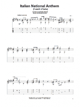 page one of Italian National Anthem (Fratelli d'Italia) (Solo Guitar)