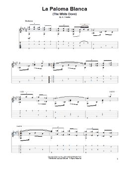 page one of La Paloma Blanca (The White Dove) (Solo Guitar)