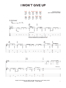 page one of I Won't Give Up (Guitar Tab)