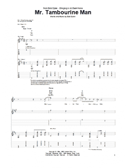 page one of Mr. Tambourine Man (Guitar Tab)