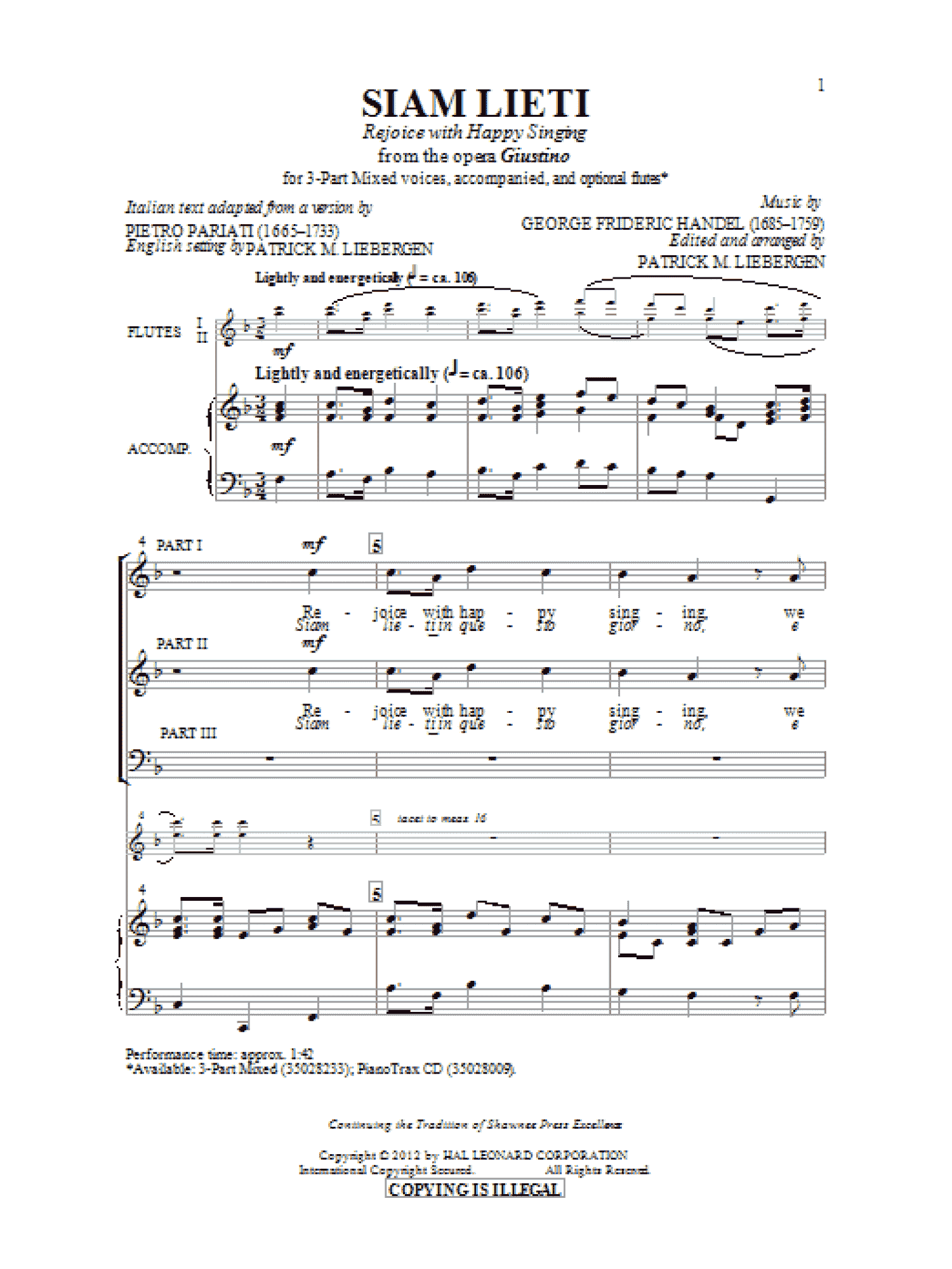 Siam Lieti (Rejoice With Happy Singing) (3-Part Mixed Choir)