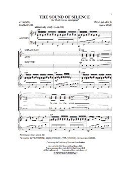 page one of The Sound Of Silence (arr. Mark Hayes) (SSAB Choir)