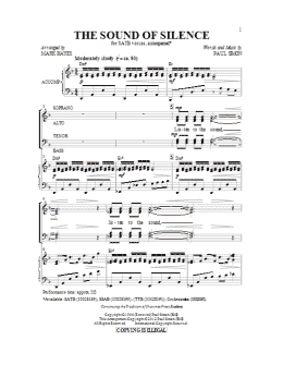 page one of The Sound Of Silence (arr. Mark Hayes) (SATB Choir)
