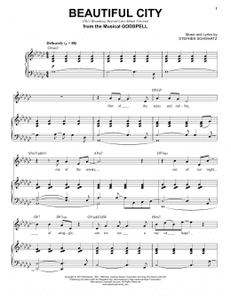 page one of Beautiful City (2011 Broadway Revival Cast Album Version) (Piano, Vocal & Guitar Chords (Right-Hand Melody))