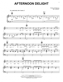 page one of Afternoon Delight (Piano, Vocal & Guitar Chords (Right-Hand Melody))